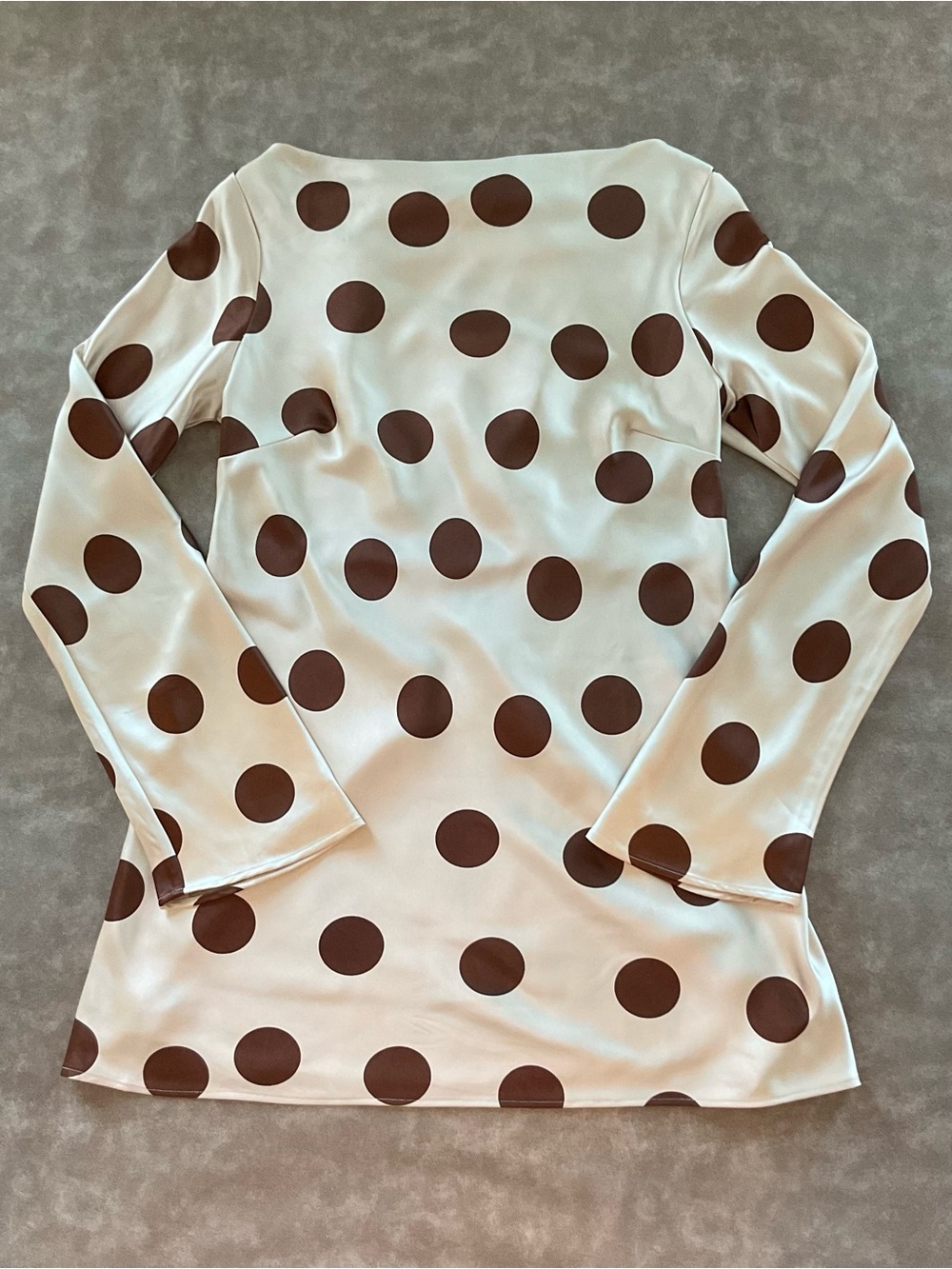 Free People Cream Mini Dress with Brown Polka Dots - Picture 2 of 7